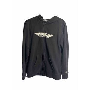 Fly Racing Mens Racing Jacket Full Zip Black Pockets Logo Cotton Size Large‎